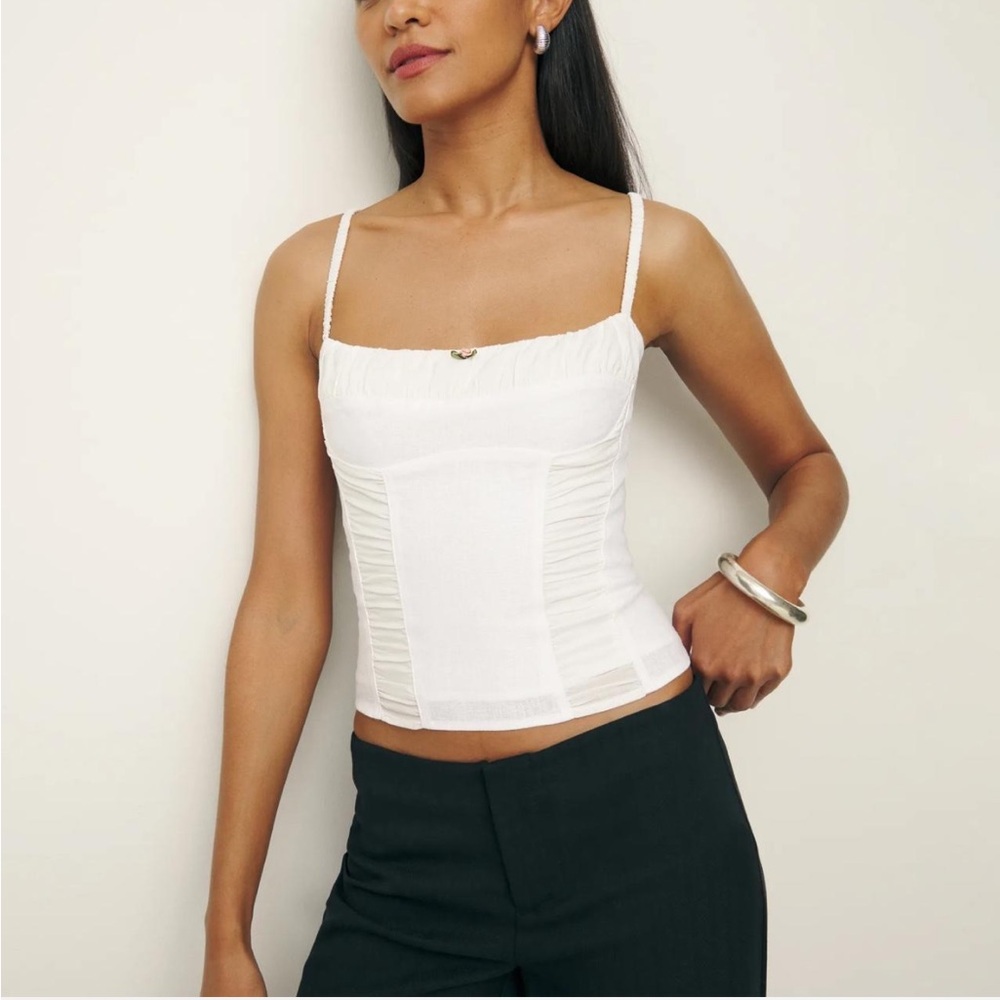 Reformation White Fitted Bustier Camisole